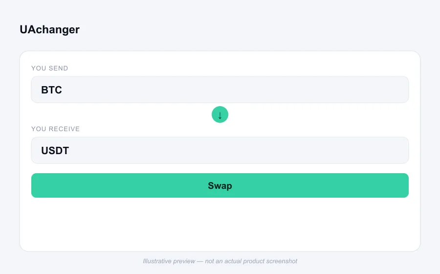 Illustrative swap flow preview for UAchanger - not an actual product screenshot